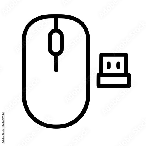Wireless Mouse Icon – Computer Peripheral with Scroll Wheel and USB Dongle
