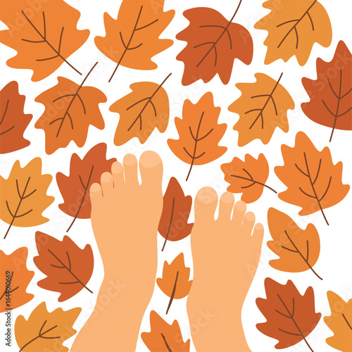 Bare Feet on Autumn Leaves