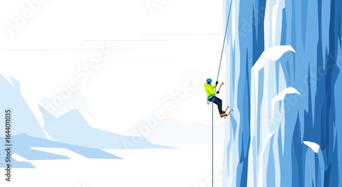 Brave Adventurer Climbs a Frozen Waterfall Conquering Nature's Icy Challenge