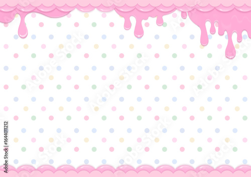 Melting cream on polka dot background