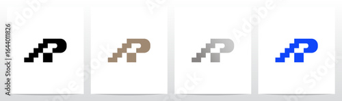 Stairs Staircase Simple Shape On The Side Of Letters Initial Logo Design P