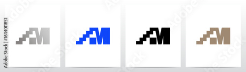Stairs Staircase Simple Shape On The Side Of Letters Initial Logo Design M