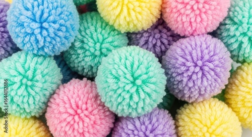 Vibrant pastel pom poms for crafts and play