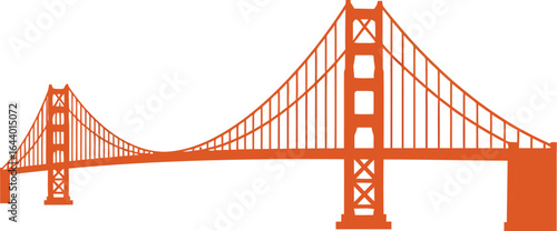 San Francisco Bay Bridge Silhouette Icon Isolated on White Background