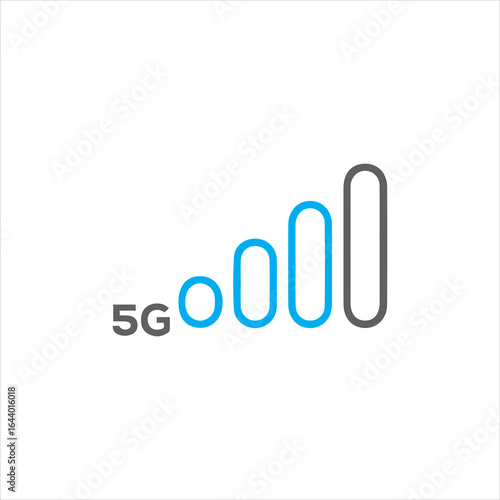 5g network signal icon with blue outlined bars and gray outline on white background
