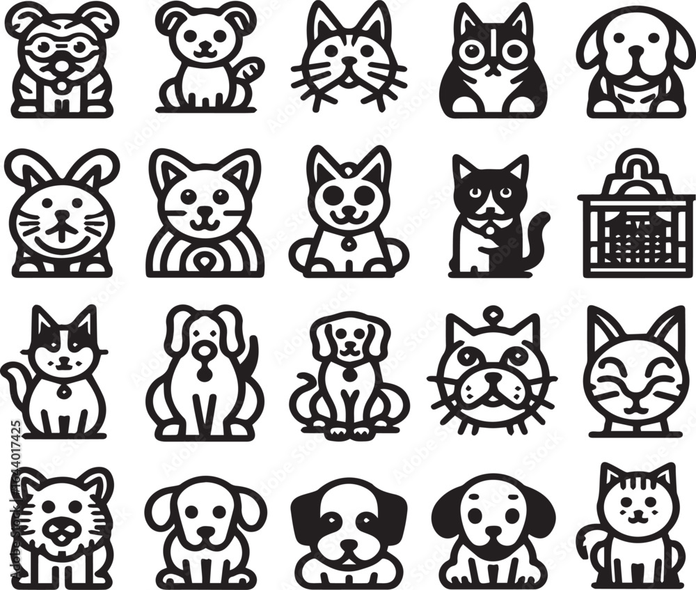 Fototapeta premium Animals Silhouettes Icons