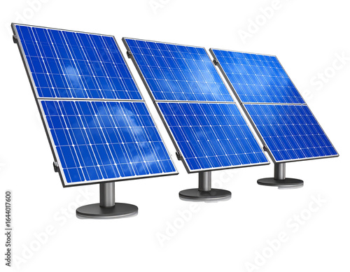 3D illustration solar panels isolated on white background. Set solar panels with refl