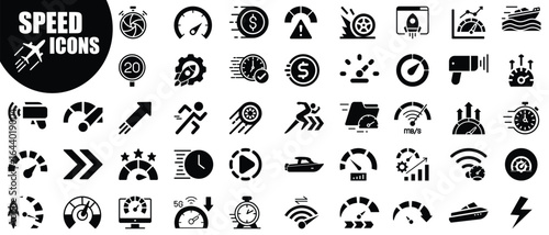 Speed icons collection for performance and velocity acceleration
