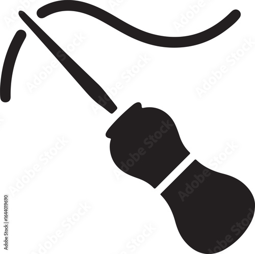 Silhouette of an Awl or Precision Screwdriver Scribing a Line for Crafting.