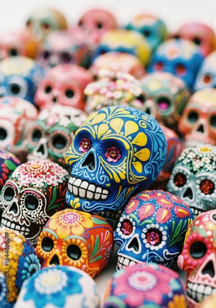 Fototapeta premium Colorful Mexican Day of the Dead Sugar Skulls Display