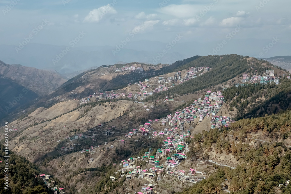 Fototapeta premium Aerial View In Shimla, Himachal Pradesh, India.
