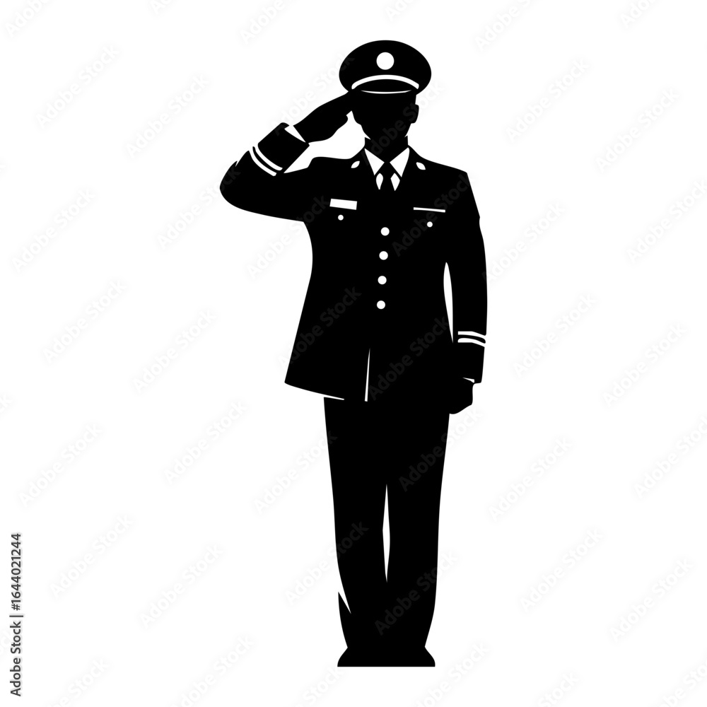 Minimal Military Personnel Saluting Flat Vector Illustration Minimal Military Personnel Saluting Flat Vector Illustration