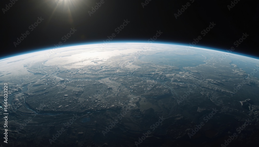 Fototapeta premium Majestic View of Earth from Space Bathed in Sunlight