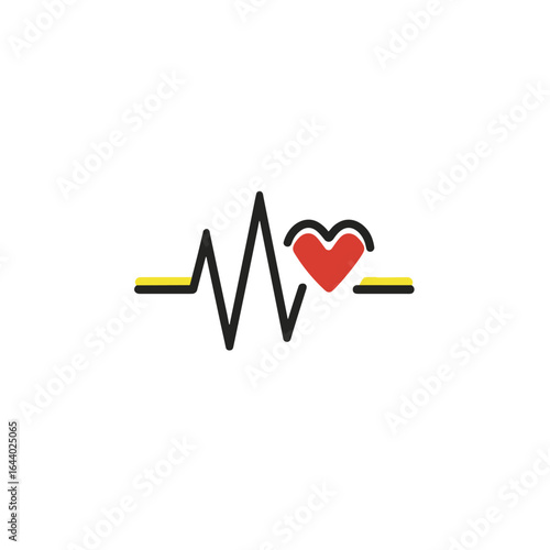 A symbol of life's rhythm, featuring a red heart within a heartbeat line.