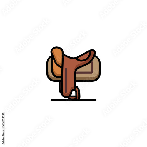 A vibrant illustration of a leather saddle, a symbol of equestrianism.