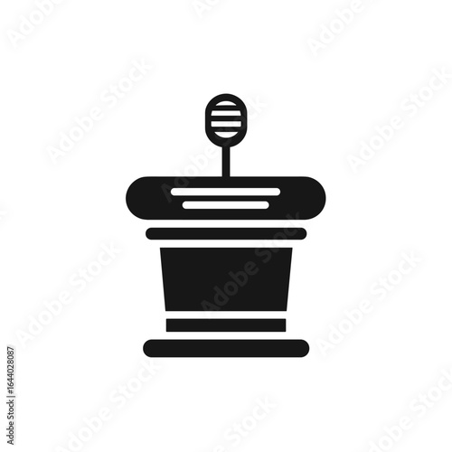 An illustration of a podium with a microphone for public speaking.