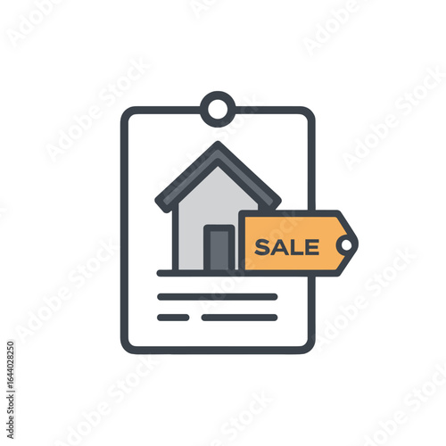 Home for sale illustrated on a document.