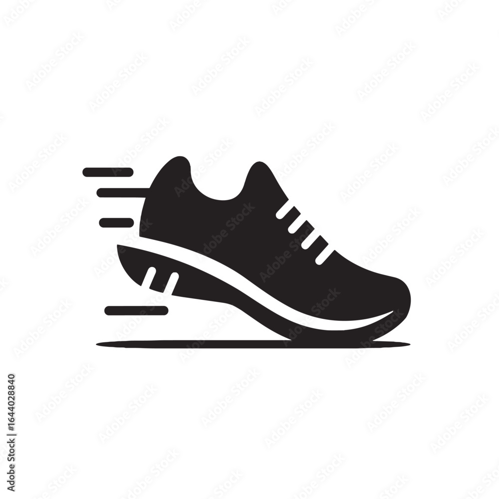 Running shoe logo - Simple black and white silhouette.