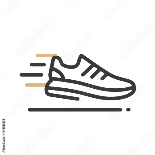 Dynamic illustration of a running shoe symbolizing motion and speed.