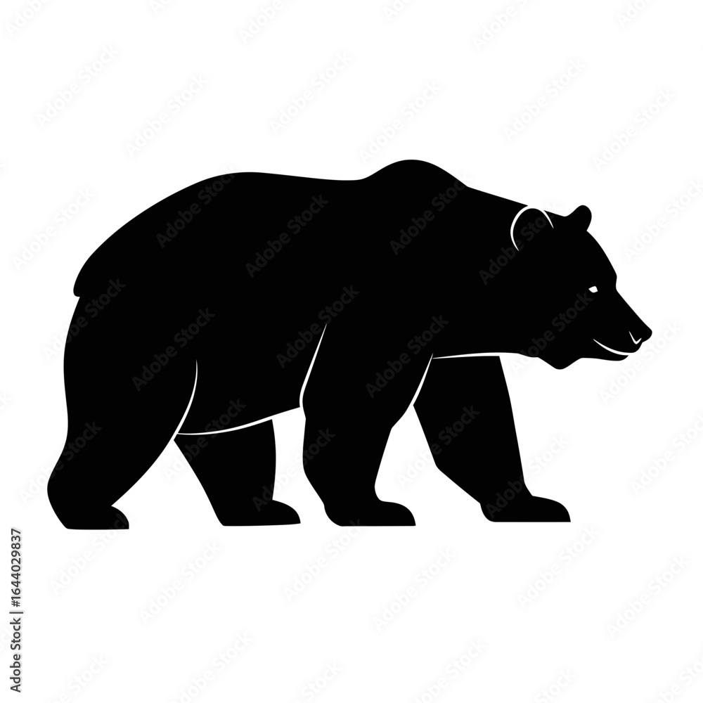 Fototapeta premium Silhouette of a bear walking on a white background