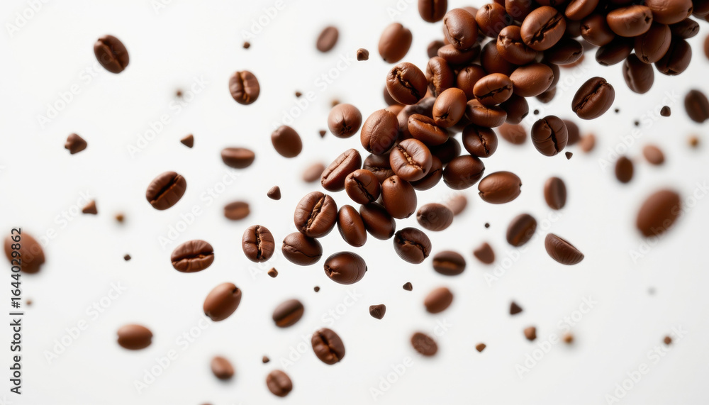 Obraz premium Falling coffee bean wallpaper transparent with rich brown color and smooth texture creating dynamic and lively atmosphere
