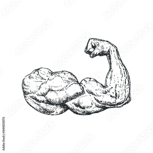 Muscular Bicep Flexed Arm in Dynamic Sketch Style