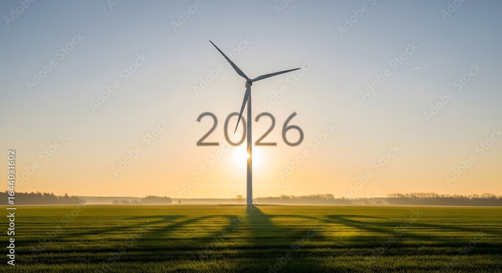 Obraz premium Clean Energy Wind Turbine at Sunrise with 