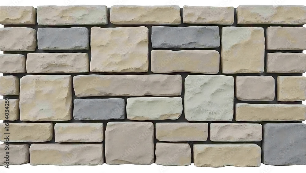 Obraz premium Natural stone wall texture with varied tan and gray rectangular blocks