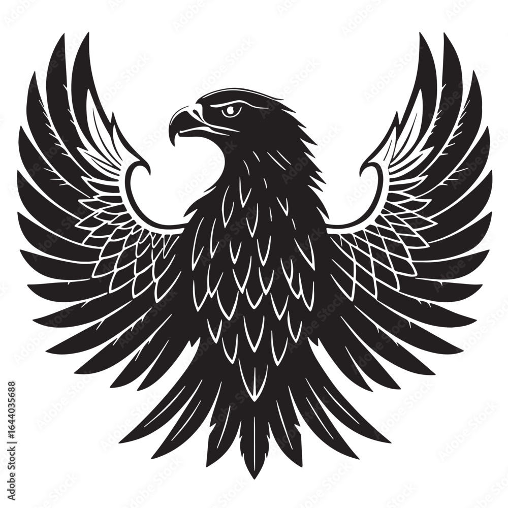 Fototapeta premium black eagle Silhouette Vector, High Quality Illustration on White Background