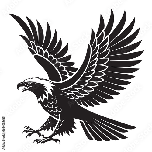 black eagle Silhouette Vector, High Quality Illustration on White Background