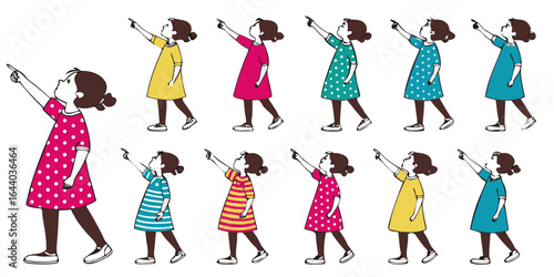 twelve diverse people pointing in same direction illustration for teamwork leadership and unified direction graphics