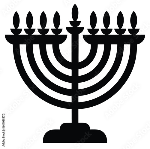 Hanukkah menorah with gold candles on white background