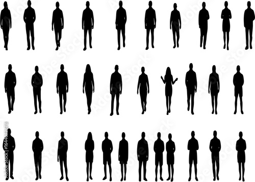 Vector silhouettes, Outline silhouettes of people, Contour drawing, people silhouette, Icon Set Isolated, Silhouette of sitting people, Architectural set