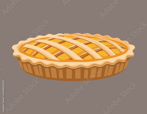 A Golden Baked Apple Pie with a Woven Lattice Crust - Vector Illustration