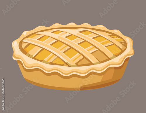 A Golden Baked Apple Pie with a Woven Lattice Crust - Vector Illustration