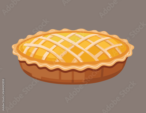 A Golden Baked Apple Pie with a Woven Lattice Crust - Vector Illustration