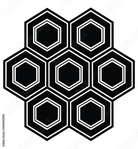 Seamless vector illustration of a geometric hexagon pattern for a modern black and white business wallpaper design