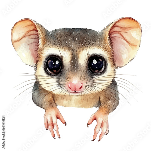 Small Marsupial, watercolor painting vector, isolated on a white background.