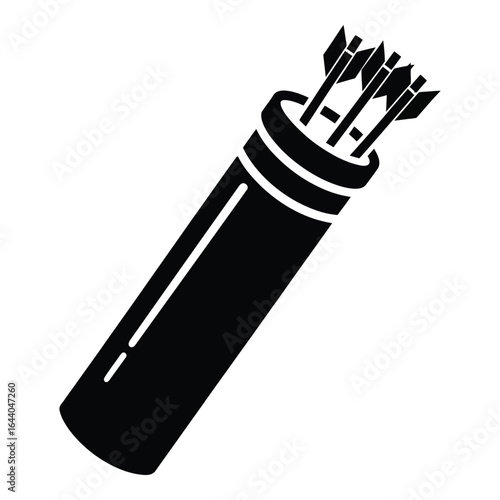 Black quiver with arrows icon on white background archery sport