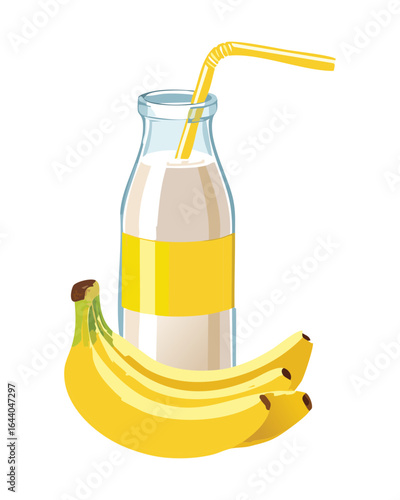 A warm bowl of healthy oatmeal porridge with fresh sliced bananas on top - Vector Illustration
