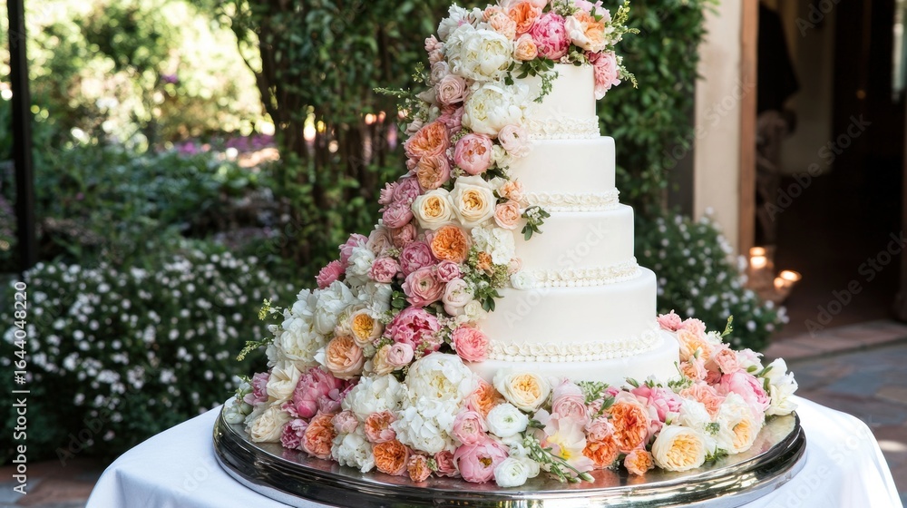 Fototapeta premium Beautiful floral wedding cake