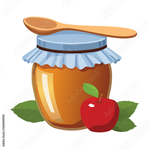 Delicious Fruit Preserves with Fresh Apples - Vector Illustration