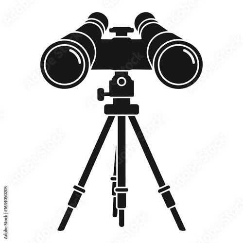 Black silhouette of binoculars on a tripod against white background vector 1