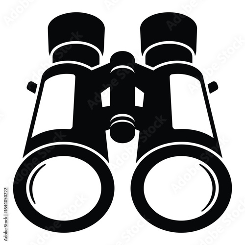 Black silhouette of binoculars on white background optics vision