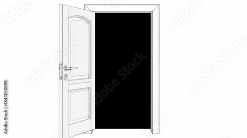 Open white door interior scene