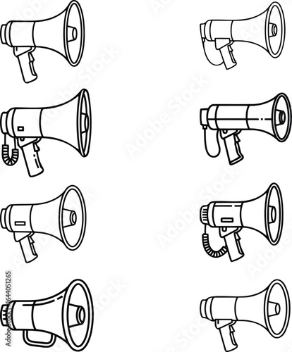 vector illustration of set megaphone