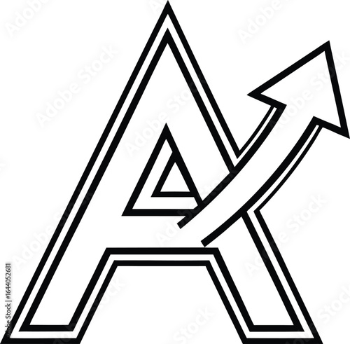 Bold Geometric Logo Featuring an A Shape and a Rising Arrow Symbolizing Growth and Progress in Black and White