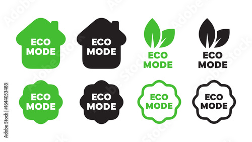 Eco Mode icons set. Energy saving and green living