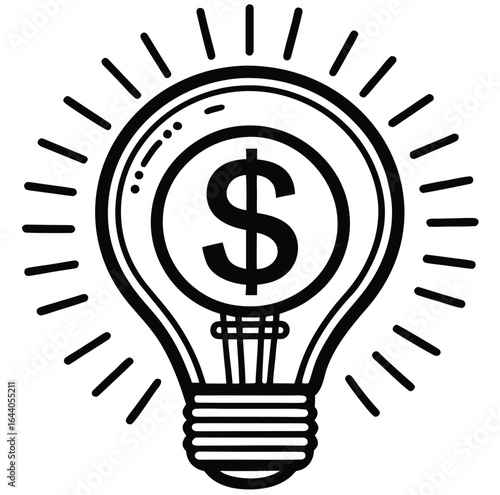 A creative lightbulb with a dollar sign symbolizes a bright business idea, innovation, and the power of monetizing creativity