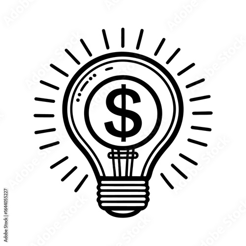 Innovative electric lightbulb icon with a dollar sign symbolizing a bright business idea